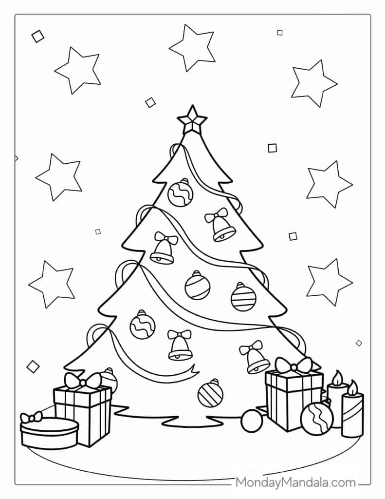 53 christmas tree coloring pages (free pdf printables)